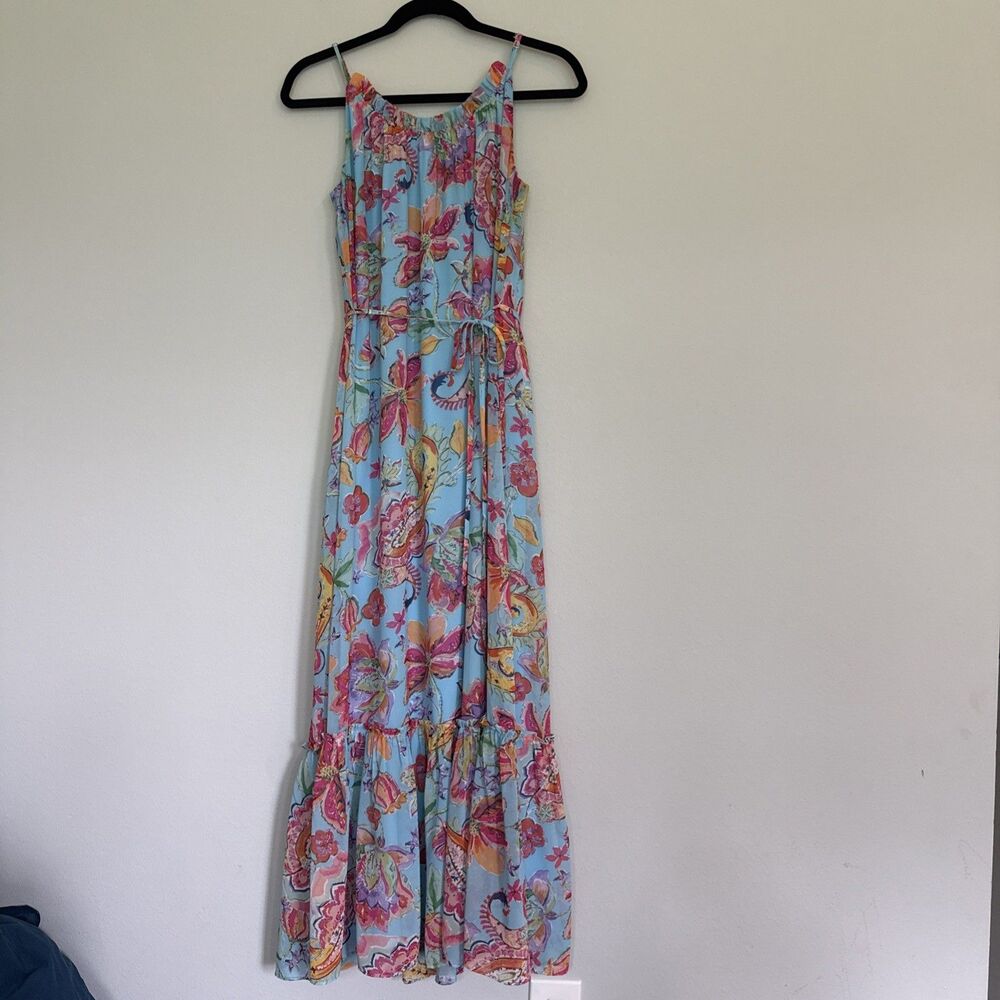Nicole Miller Women's Vibrant Floral Maxi Wrap Dress Size Small